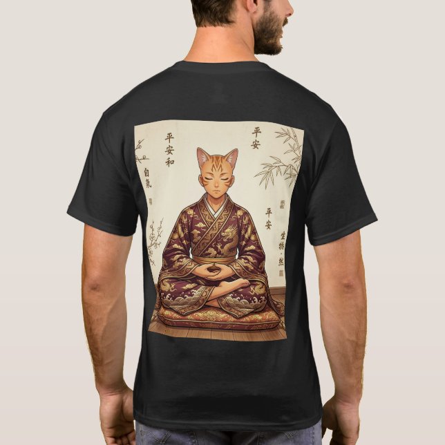 Samurai & Zen Orange Cat - T-Shirt double face (Dos)