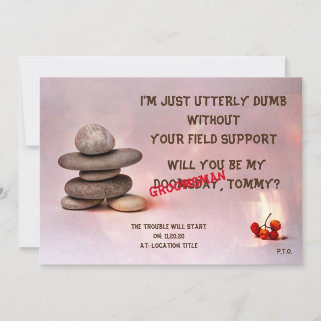 Samurai Zen Stones Groomsman customizable Invitation (Front)
