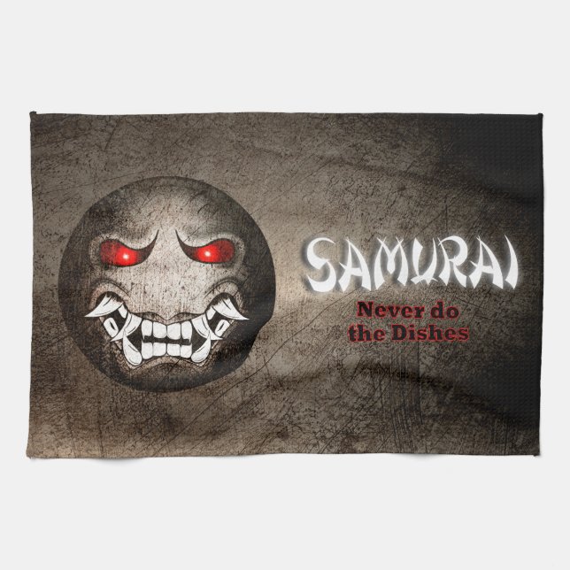 Samuraimoji Vintage Kitchen Linen Towel (Horizontal)