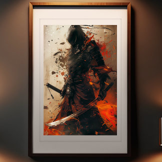 Samurai's Silent Fury - Enigmatic Warrior Poster