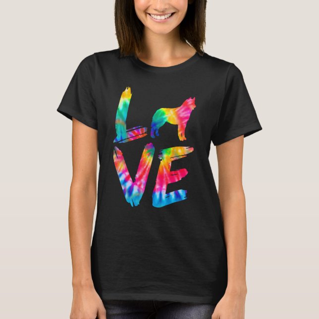 Samusky Tie Dye Love Dog Mom Dad T-Shirt (Front)