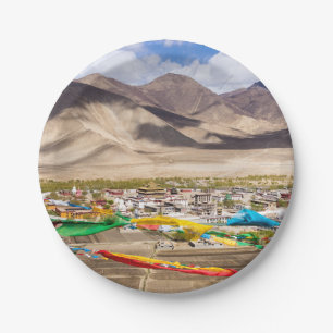 Samye monastery aerial view - Tibet, Asia Paper Plate