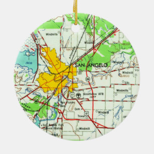 San Angelo Vintage Map Ceramic Ornament