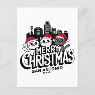 San Antonio City Texas Merry Christmas Cats USA Postcard