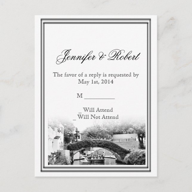 San Antonio Destination Wedding RSVP Postcard (Front)