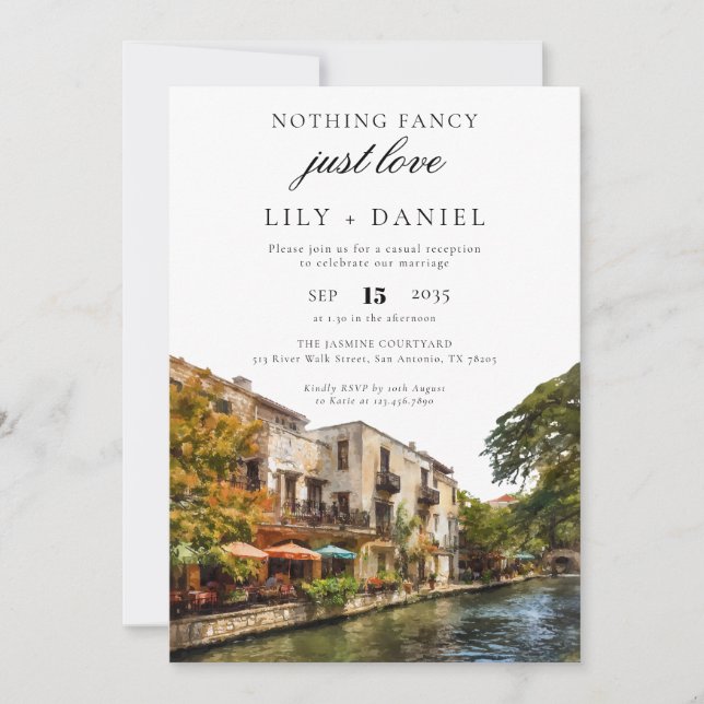 San Antonio Elopement Wedding Reception Invitation (Front)