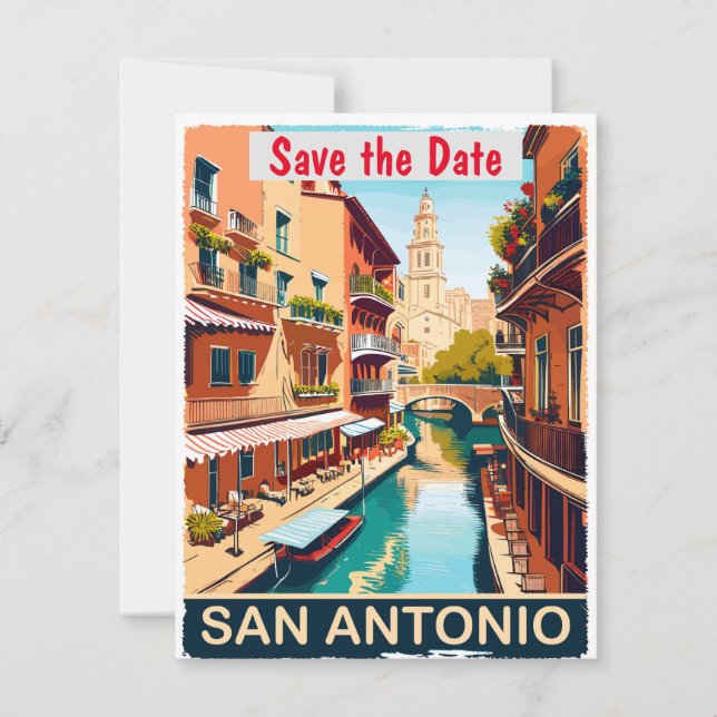 San Antonio Enregistrer la date Carte postale Vint (Devant)