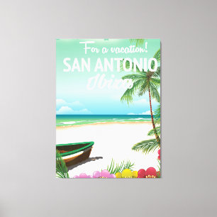 San Antonio Ibiza beach travel poster Canvas Print