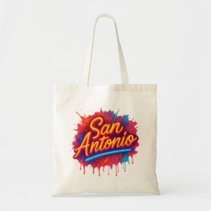San Antonio Neon Street Art Splatter Design Tote Bag