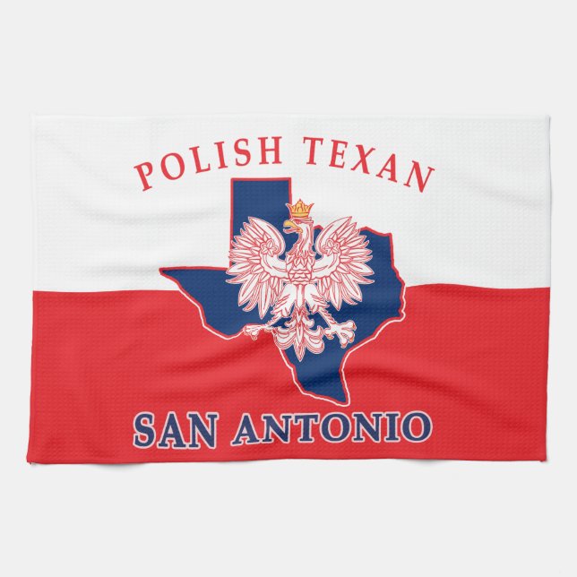 San Antonio Polish Texan Kitchen Towel (Horizontal)