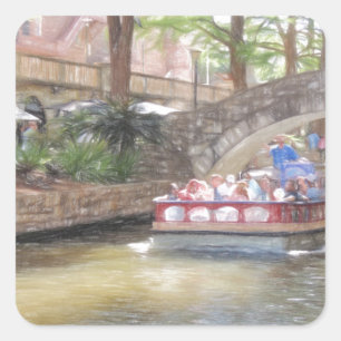 San Antonio River Walk Square Sticker