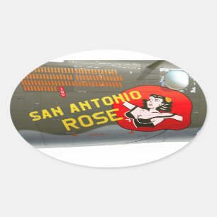San Antonio Rose B-24 Nose Art (Vintage Fuselage) Oval Sticker