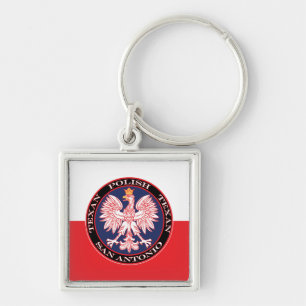 San Antonio Round Polish Texan Keychain