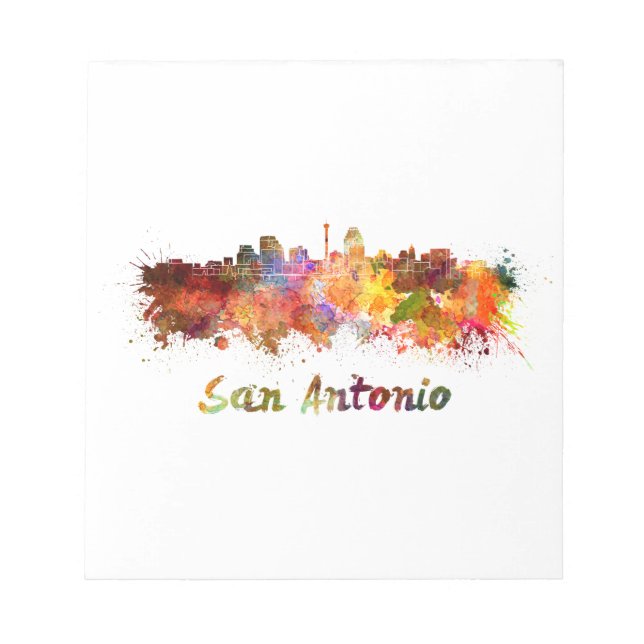 San Antonio skyline in watercolor Notepad (Front)