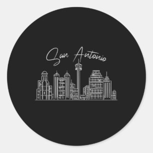 San Antonio Skyline Sketch For Proud San Antonian Classic Round Sticker