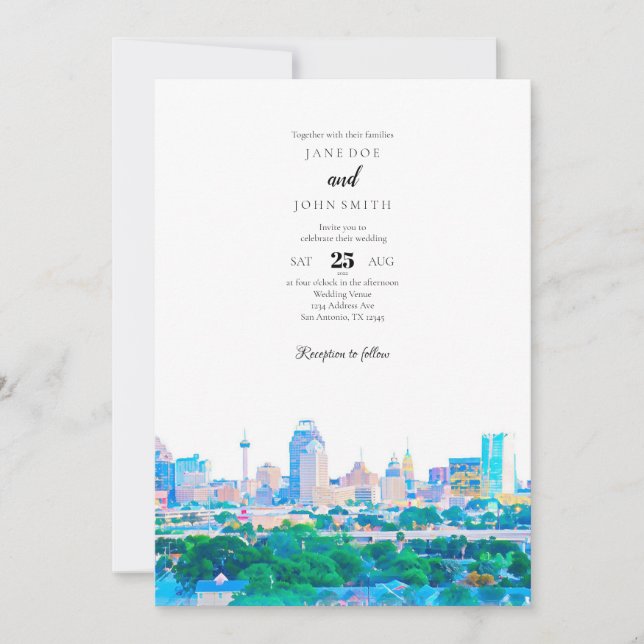San Antonio Skyline Wedding Invitation (Front)