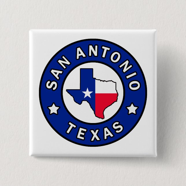 San Antonio Texas 2 Inch Square Button (Front)