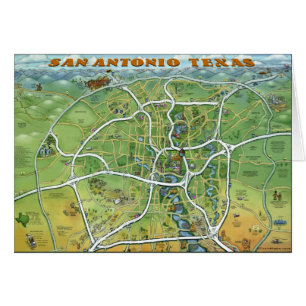 San Antonio Texas Cartoon Map