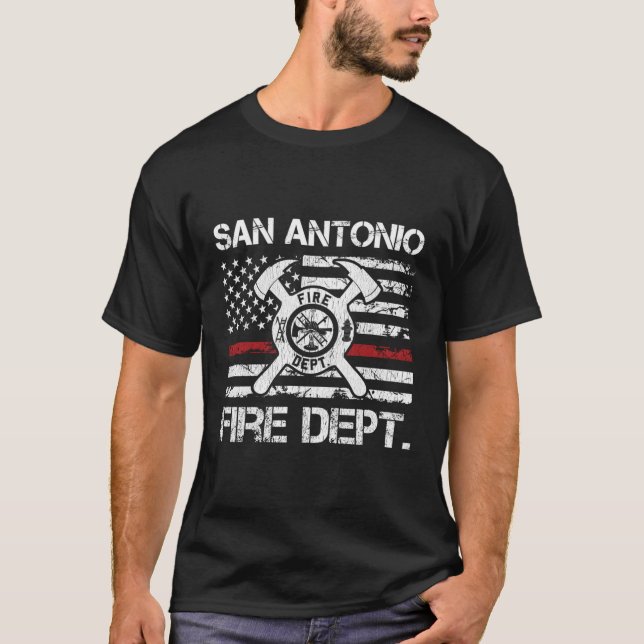 San Antonio Texas Fire Dept Thin Red Line Fire T-Shirt (Front)