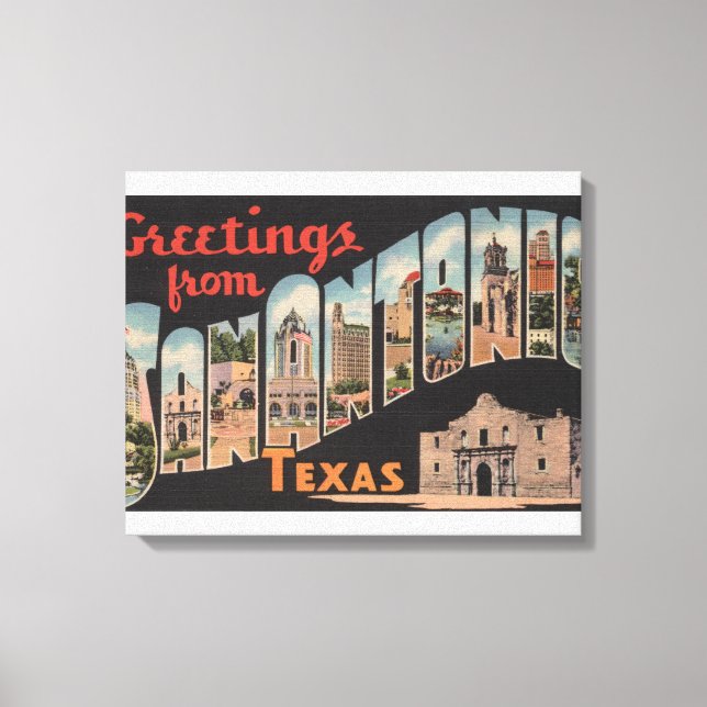 San Antonio, Texas - Large Letter Scenes Canvas Print (Front)