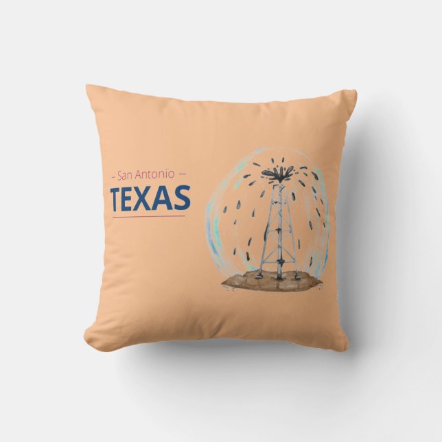San Antonio Texas Oil Drill Throw Pillow (Front)