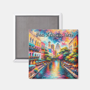San Antonio Texas River Walk Colourful  Magnet