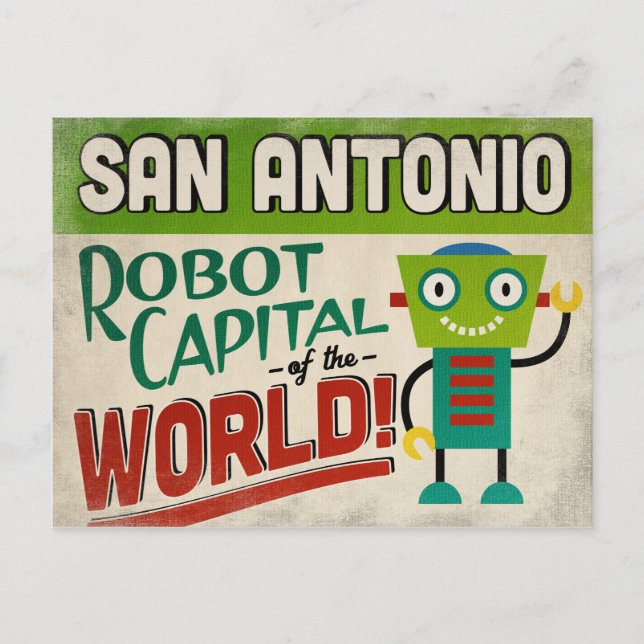 San Antonio Texas Robot - Funny Vintage Postcard (Front)