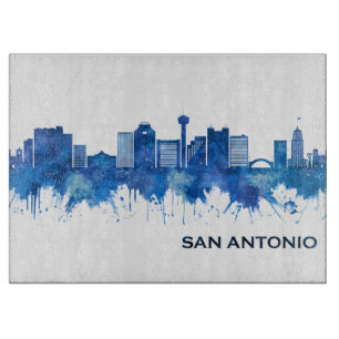 San Antonio Texas Skyline Blue Cutting Board