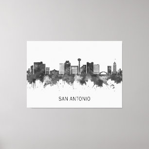 San Antonio Texas Skyline BW Canvas Print