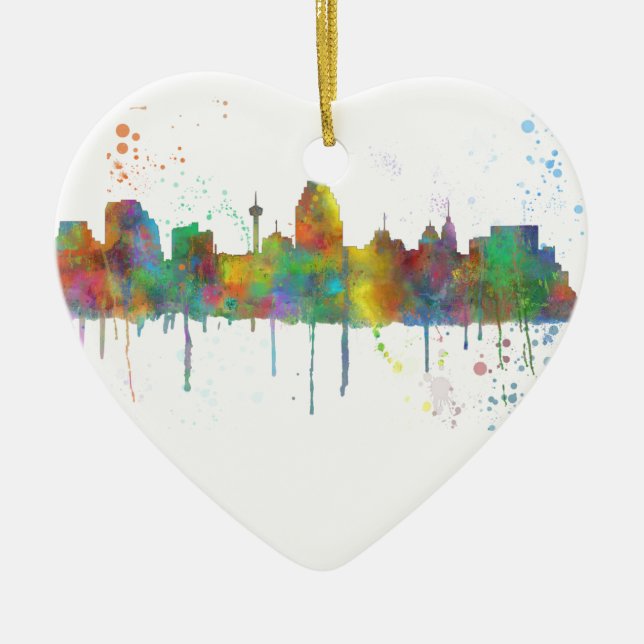 SAN ANTONIO TEXAS SKYLINE CERAMIC ORNAMENT (Front)