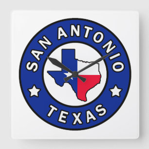 San Antonio Texas Square Wall Clock