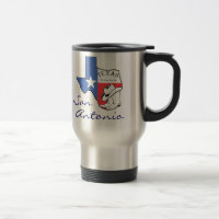 San Antonio Texas State Map, Star, Boots, Hat Mug