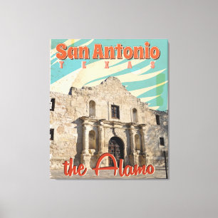 San Antonio, Texas, The Alamo Travel Poster Canvas Print