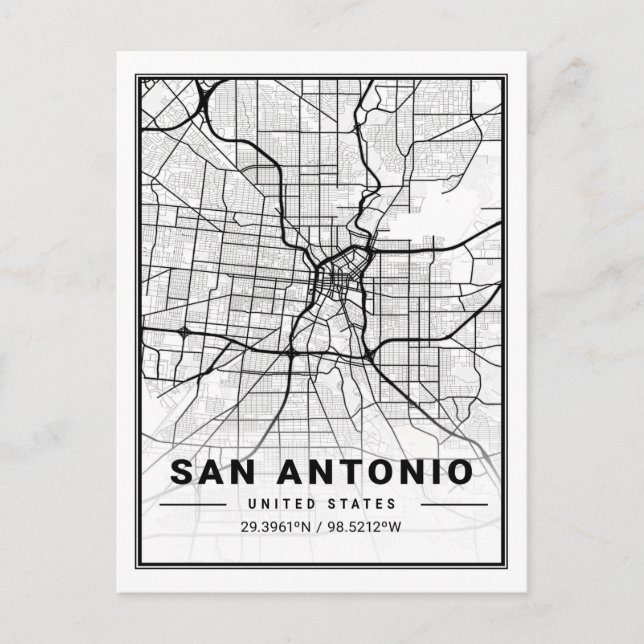 San Antonio Texas USA Travel City Map Poster Postcard (Front)