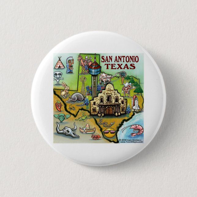San Antonio TX 2 Inch Round Button (Front)
