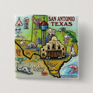 San Antonio TX 2 Inch Square Button