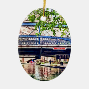 San Antonio TX - Bridge on Paseo Del Rio Ceramic Ornament