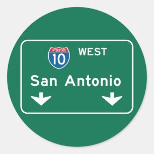San Antonio, TX Road Sign Classic Round Sticker