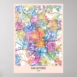 San Antonio USA City Map Poster