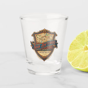 San Antonio Vintage Map Texas Shot Glass
