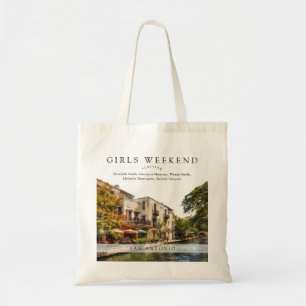 San Antonio Watercolor Girls Weekend Tote Bag