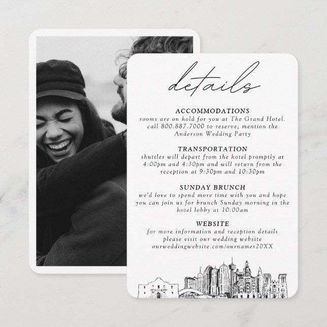 San Antonio Wedding Details Enclosure Card (Front/Back)