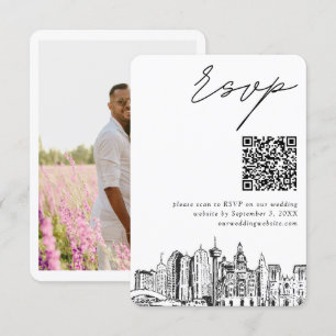 San Antonio Wedding Modern RSVP QR Code Enclosure Card