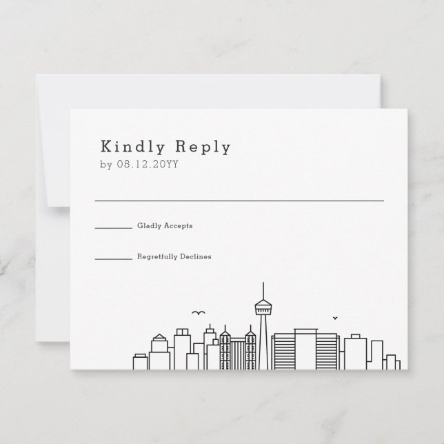 San Antonio Wedding | Stylized Skyline RSVP (Front)