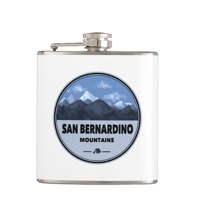 San Bernardino Mountains California Camping Hip Flask (Front)