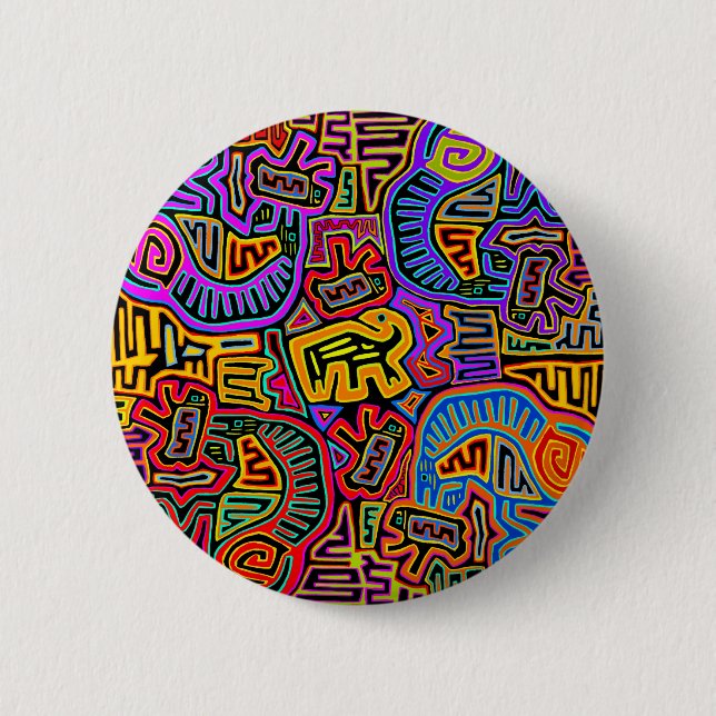 San Blas Island Mola Collage 2 Inch Round Button (Front)