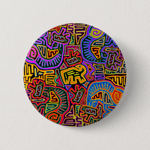 San Blas Island Mola Collage 2 Inch Round Button