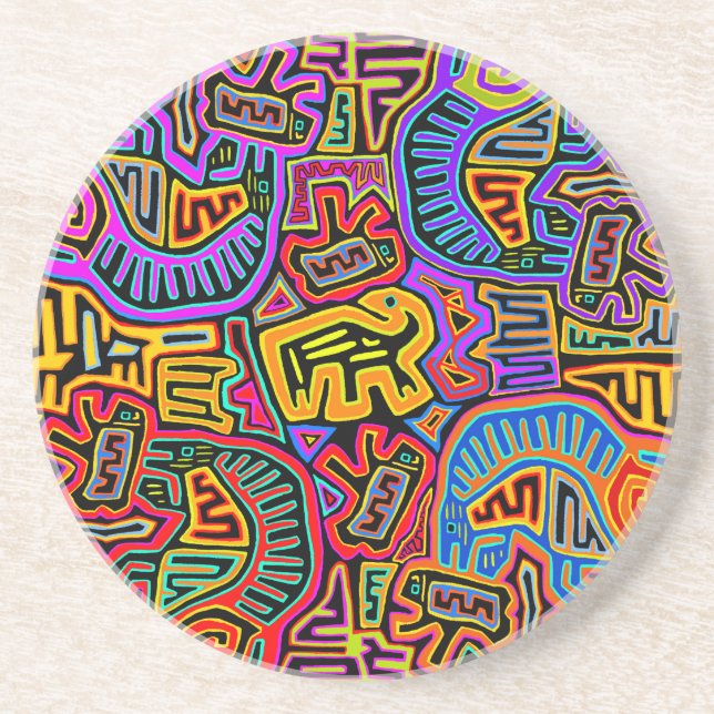 San Blas Island Mola Collage Coaster (Front)