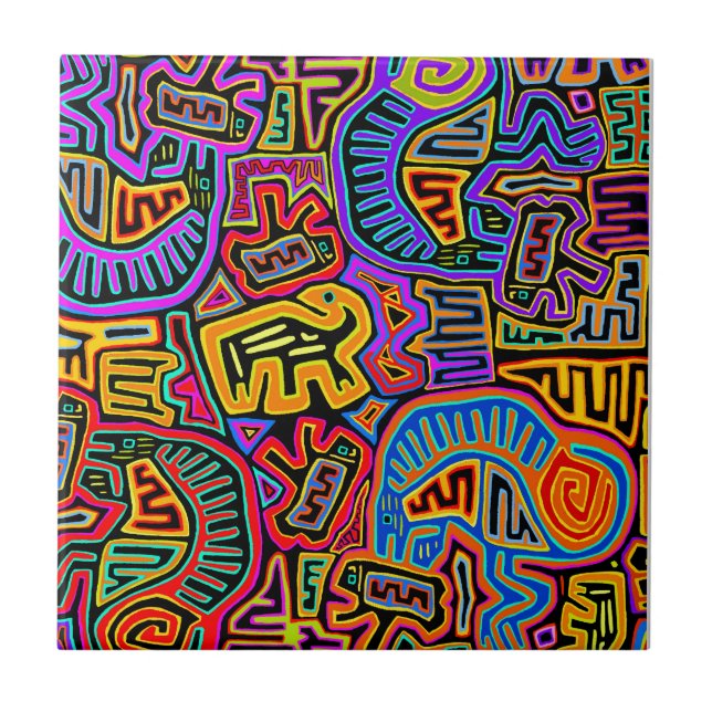 San Blas Island Mola Collage Tile (Front)