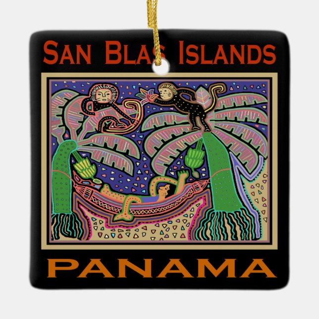 San Blas Islands Panama Mola Ceramic Ornament (Front)